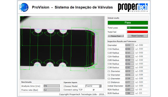 Sistema de Visão Inspeção Válvulas Matrox Design Assistant 1